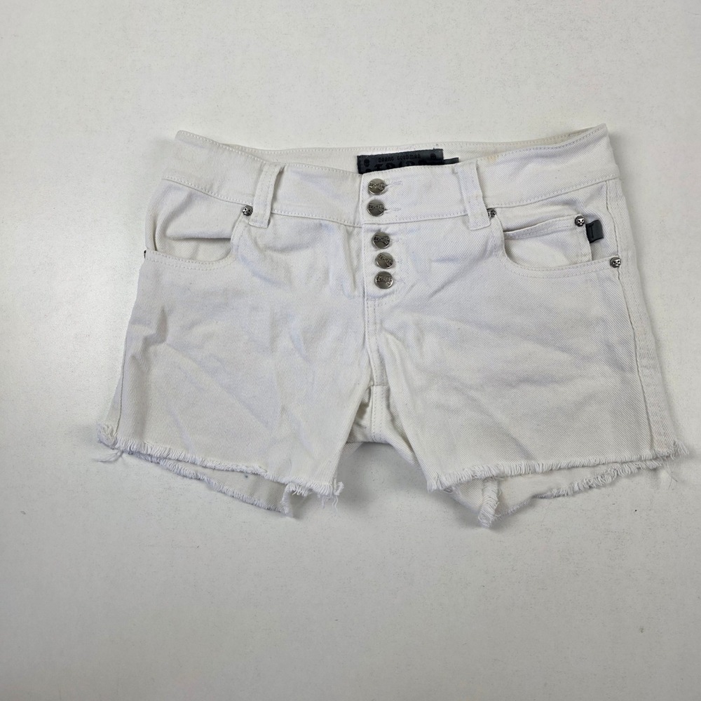 Tripp NYC White Denim Skull Button Fly Cutoff Shorts Women's Size 3 Junior sz 24